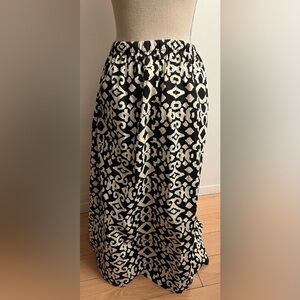 Japna Maxi Skirt LARGE Cotton Geometric Black & White